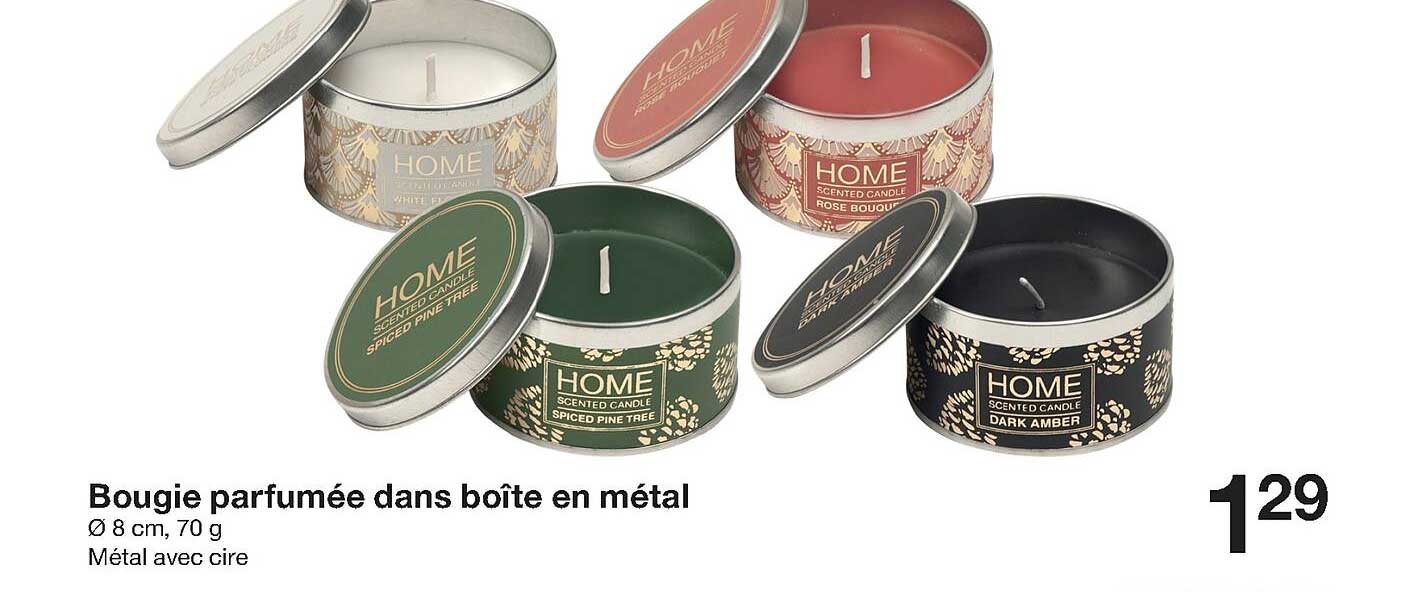 bougie parfumée dans boîte en métal