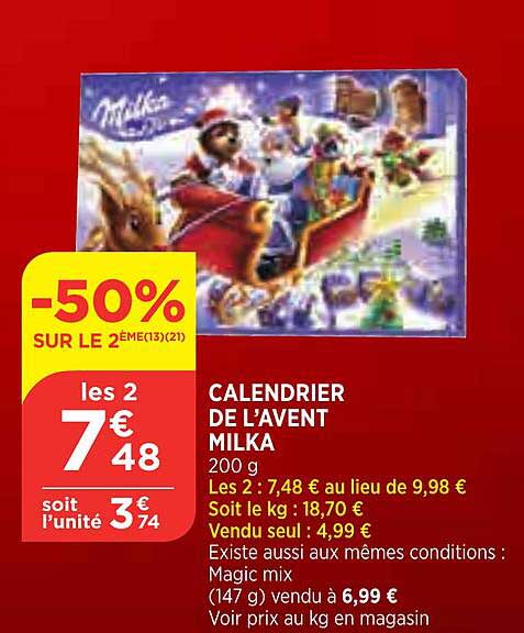 calendrier de l'avent milka