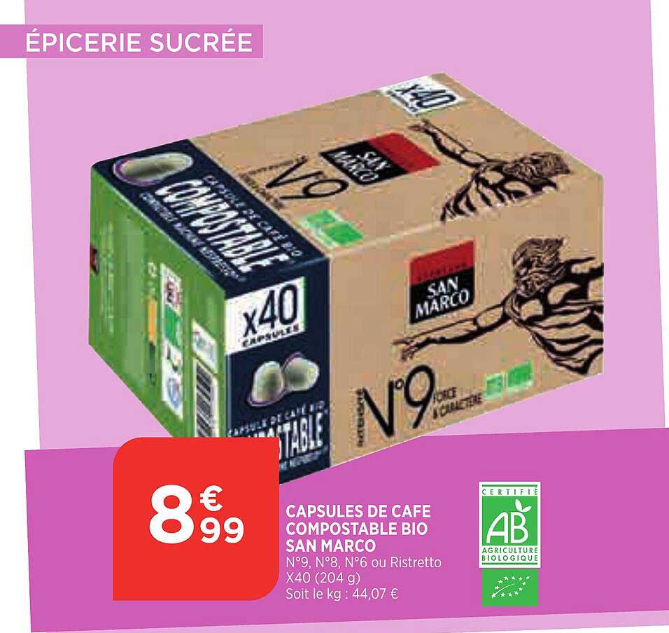 capsules de café compostable bio san marco