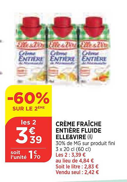 crème fraîche entière fluide elle&vire