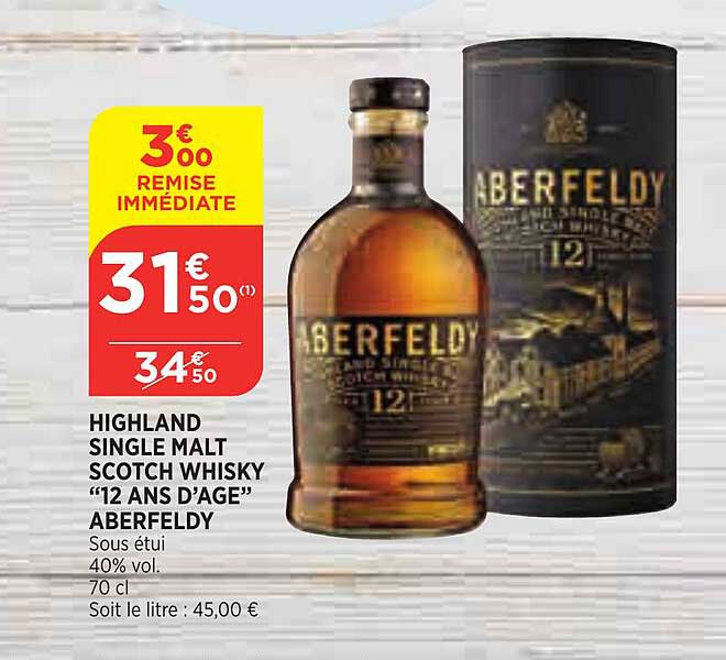 highland single malt scotch whisky "12 ans d'âge" aberfeldy
