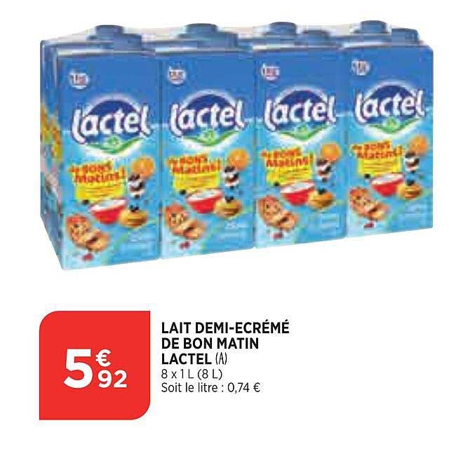 lait demi-écrémé de bon matin lactel