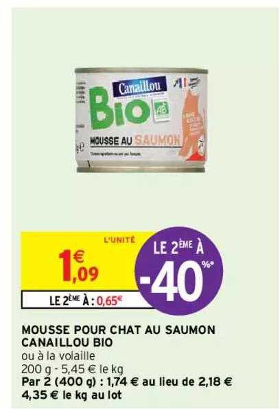 Mousse Pour Chat Au Saumon Canaillou Bio