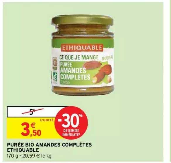 purée bio amandes complètes étiquable