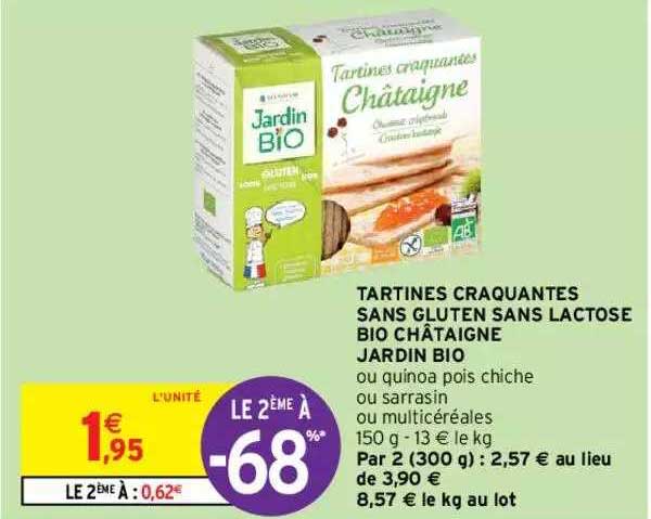 tartines craquantes sans gluten sans lactose bio châtaigne jardin bio