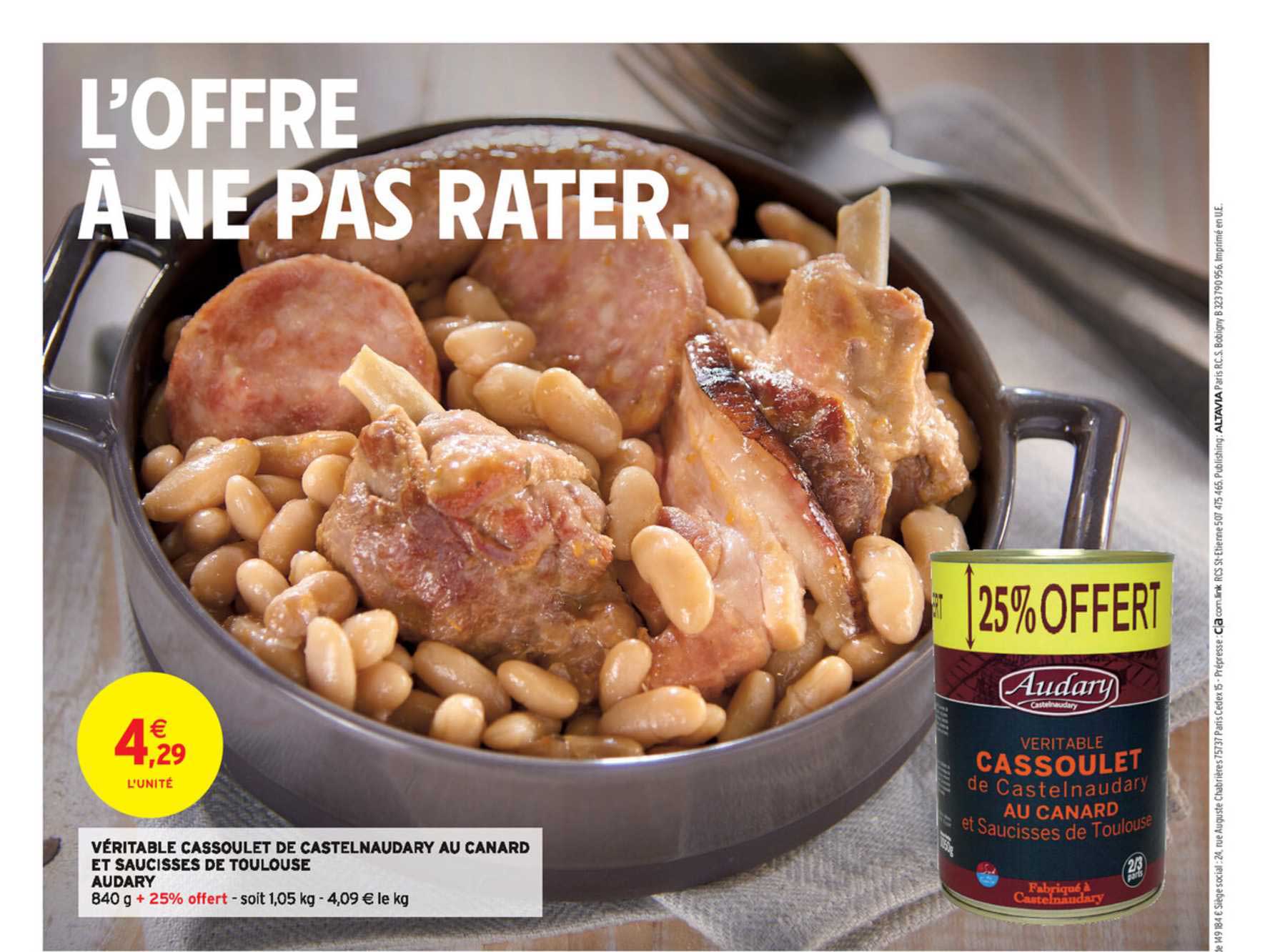 Véritable Cassoulet De Castelnaudary Au Canard Et Saucisses De Toulouse Audary