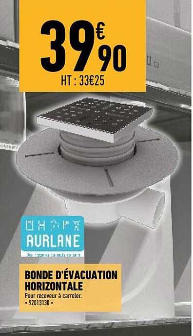 bonde d'évacuation horizontale