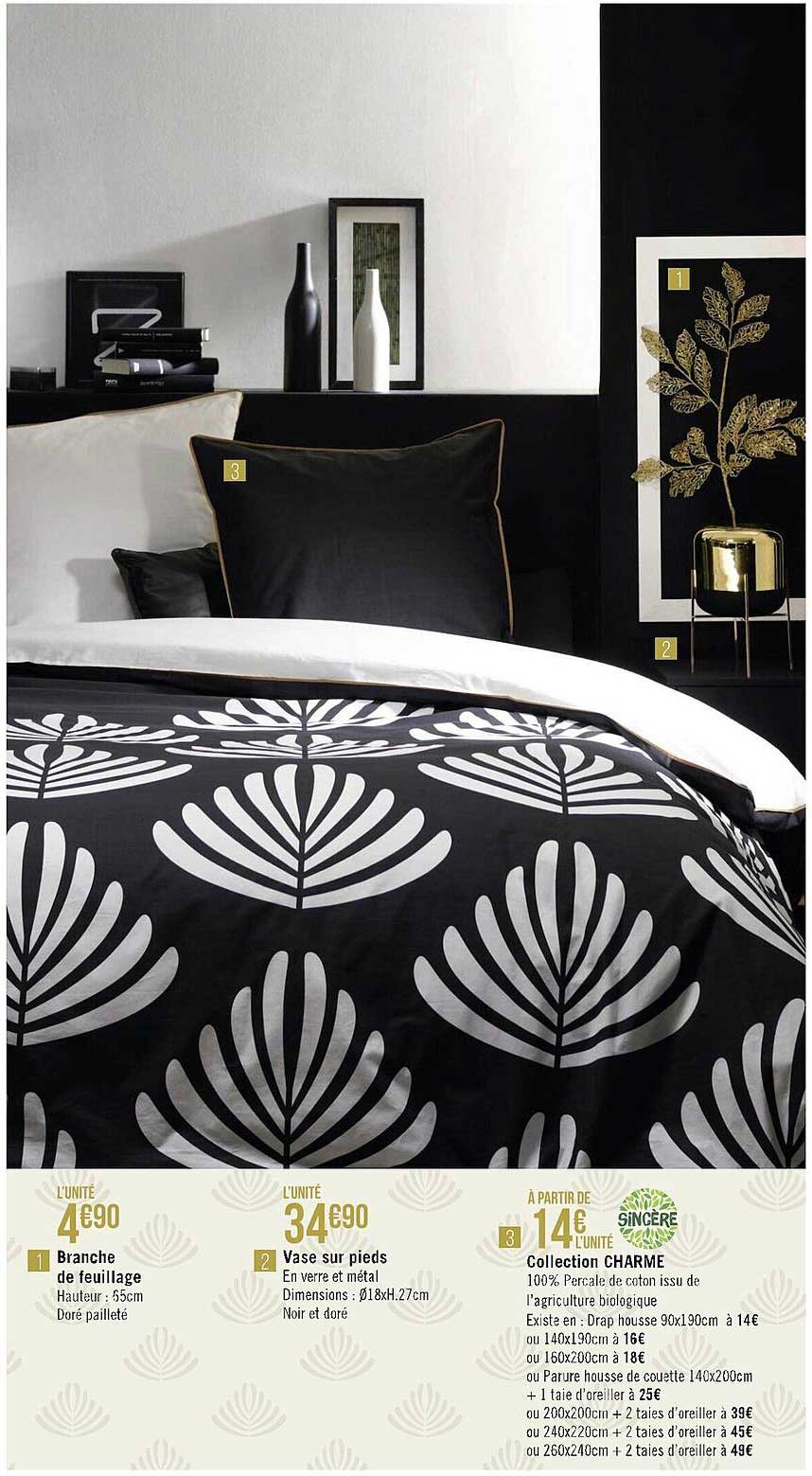 branche de feuillage, vase sur pieds, collection charme sincère