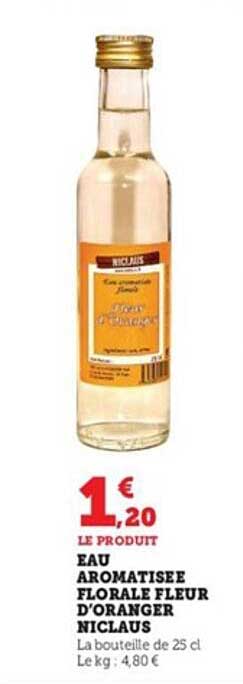 eau aromatisée florale fleur d'oranger niclaus