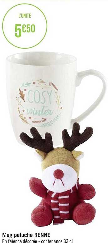 mug peluche renne
