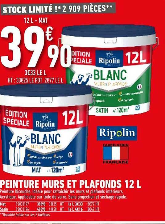 peinture murs et plafonds 12l ripolin