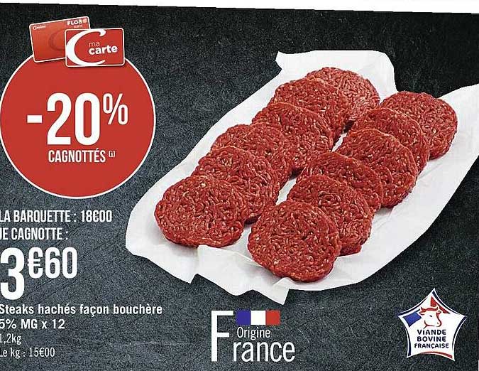 steaks hachés façon bouchère 5% mg x12