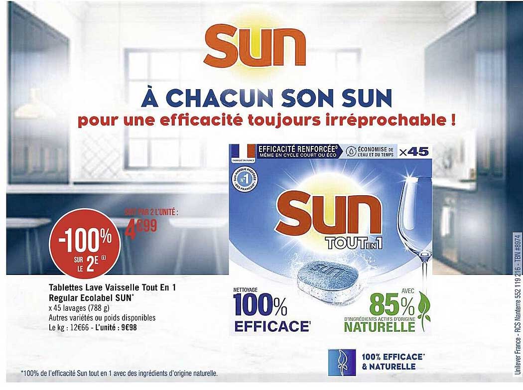 tablettes lave vaisselle tout en 1 regular ecolabel sun