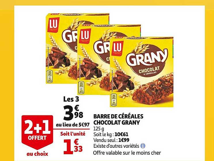 barre de céréales chocolat grany