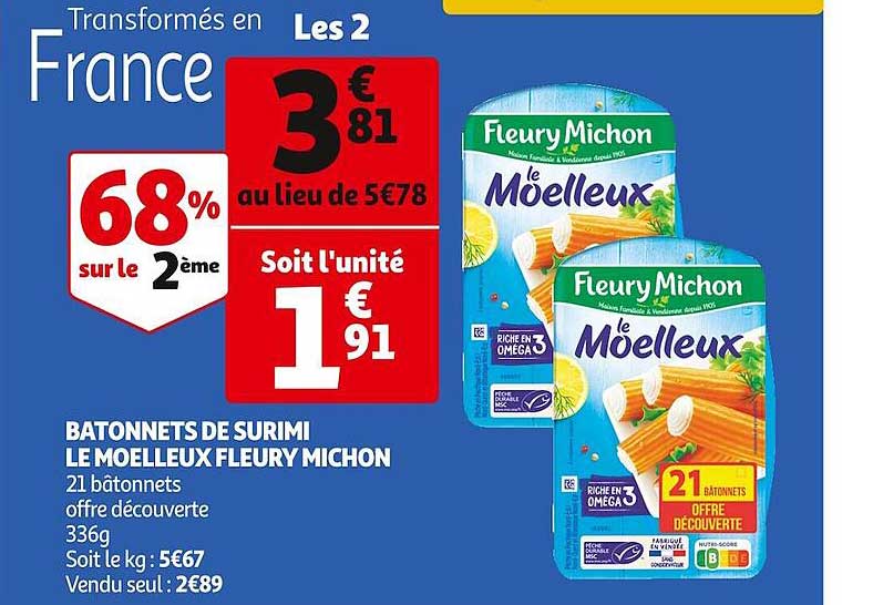 bâtonnets de surimi le moelleux fleury michon