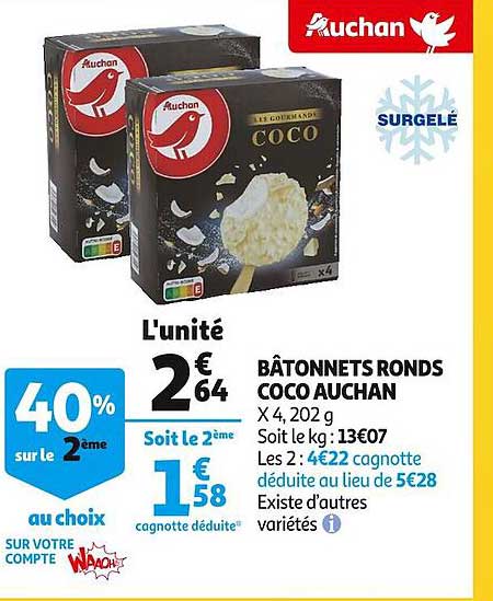 Bâtonnets Ronds Coco Auchan