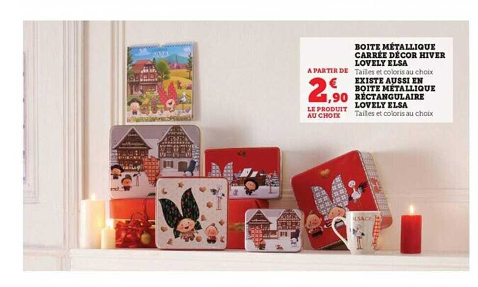 boîte métallique carrée décor hiver lovely elsa, boîte métallique réctangulaire lovely elsa