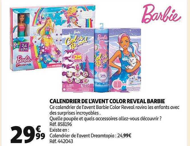 calendrier de l'avent color reveal barbie