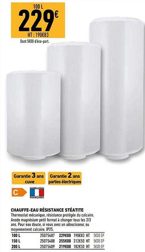 chauffe-eau résistance stéatite