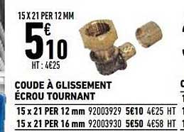 coude à glissement écrou tournant