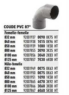 coude pvc 87°