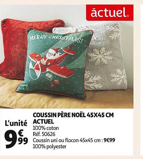 coussin père noël 45x45 cm actuel