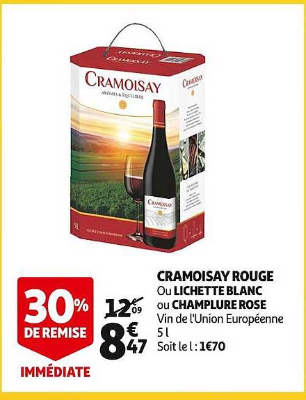 cramoisay rouge ou lichette blanc ou champlure rose vin de l'union européenne