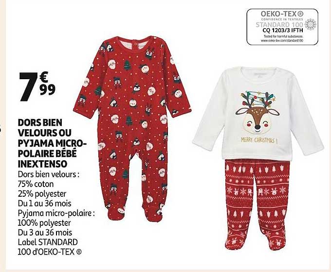dors bien velours ou pyjama micro-polaire bébé inextenso
