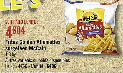 frites golden allumettes surgelées mc cain