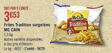 frites tradition surgelées mc cain