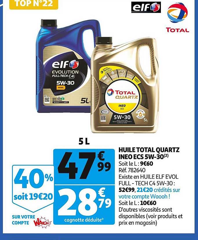 huile total quartz ineo ecs 5w-30 elf