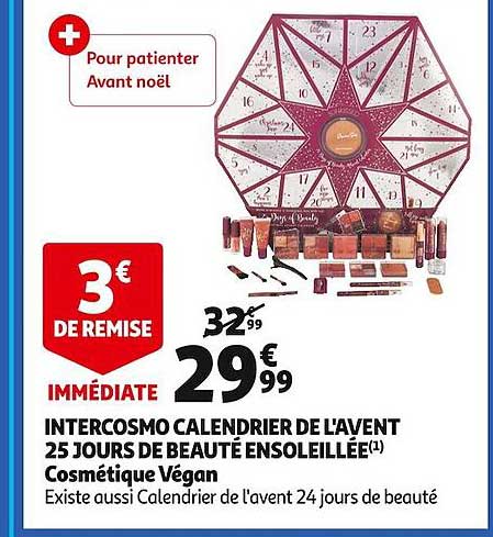 intercosmo calendrier de l'avent 25 jours de beauté ensoleillée cosmétique végan