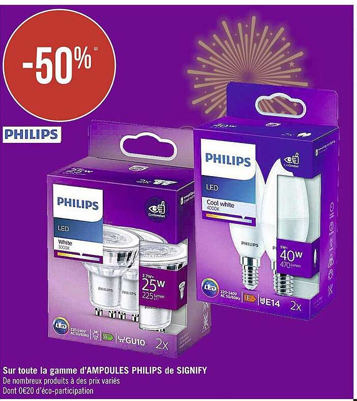 la gamme d'ampoules philips de signify