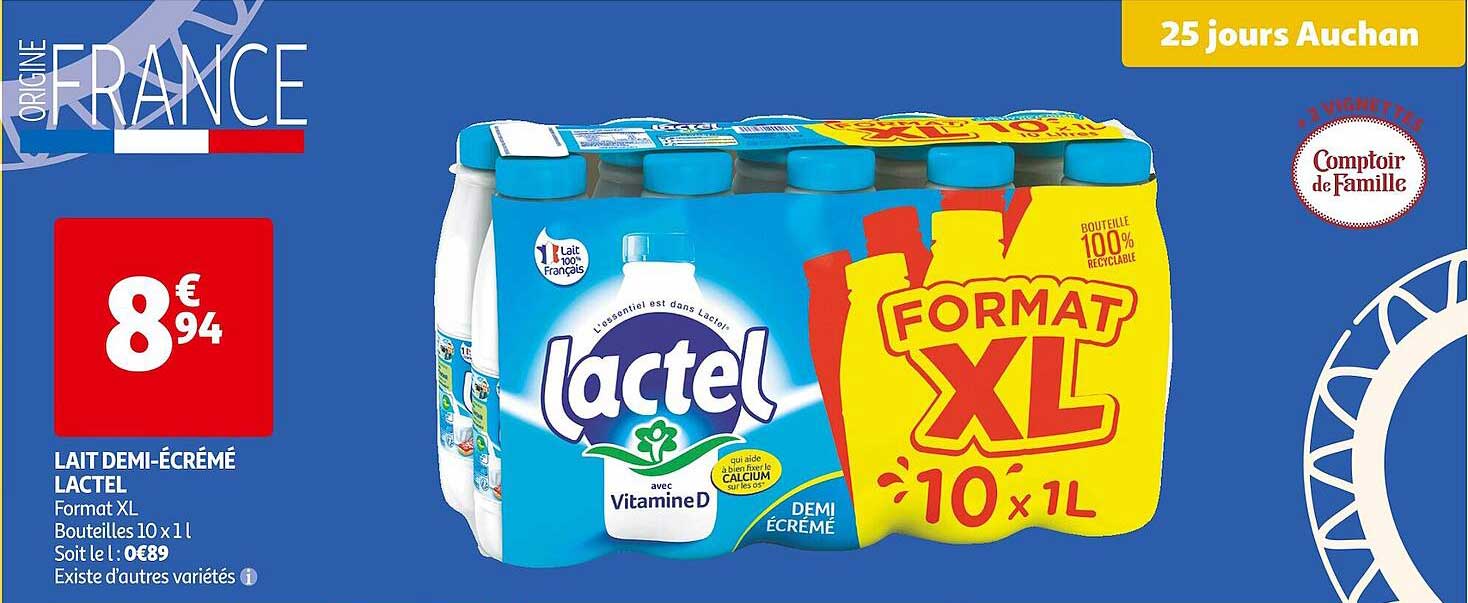 lait demi-écrémé lactel