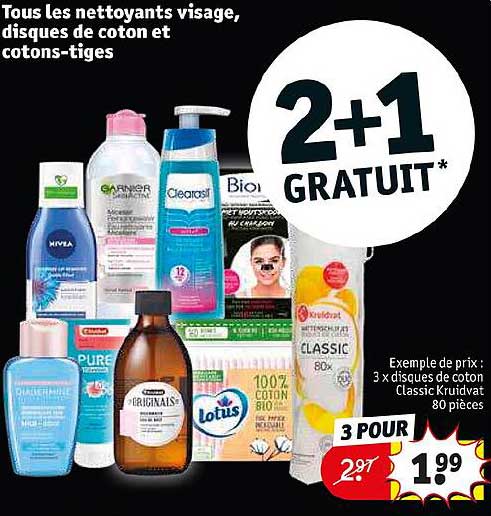 les nettoyants visage, disques de coton et cotons-tiges