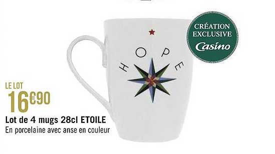lot de 4 mugs 28cl étoile