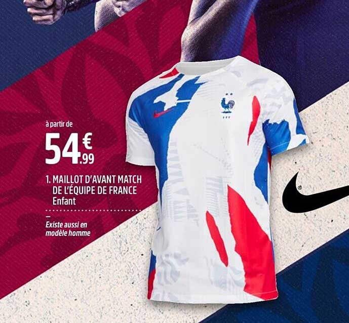 maillot d'avant match de l'équipe de france enfant