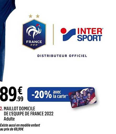 maillot domicile de l'équipe de france 2022 adulte