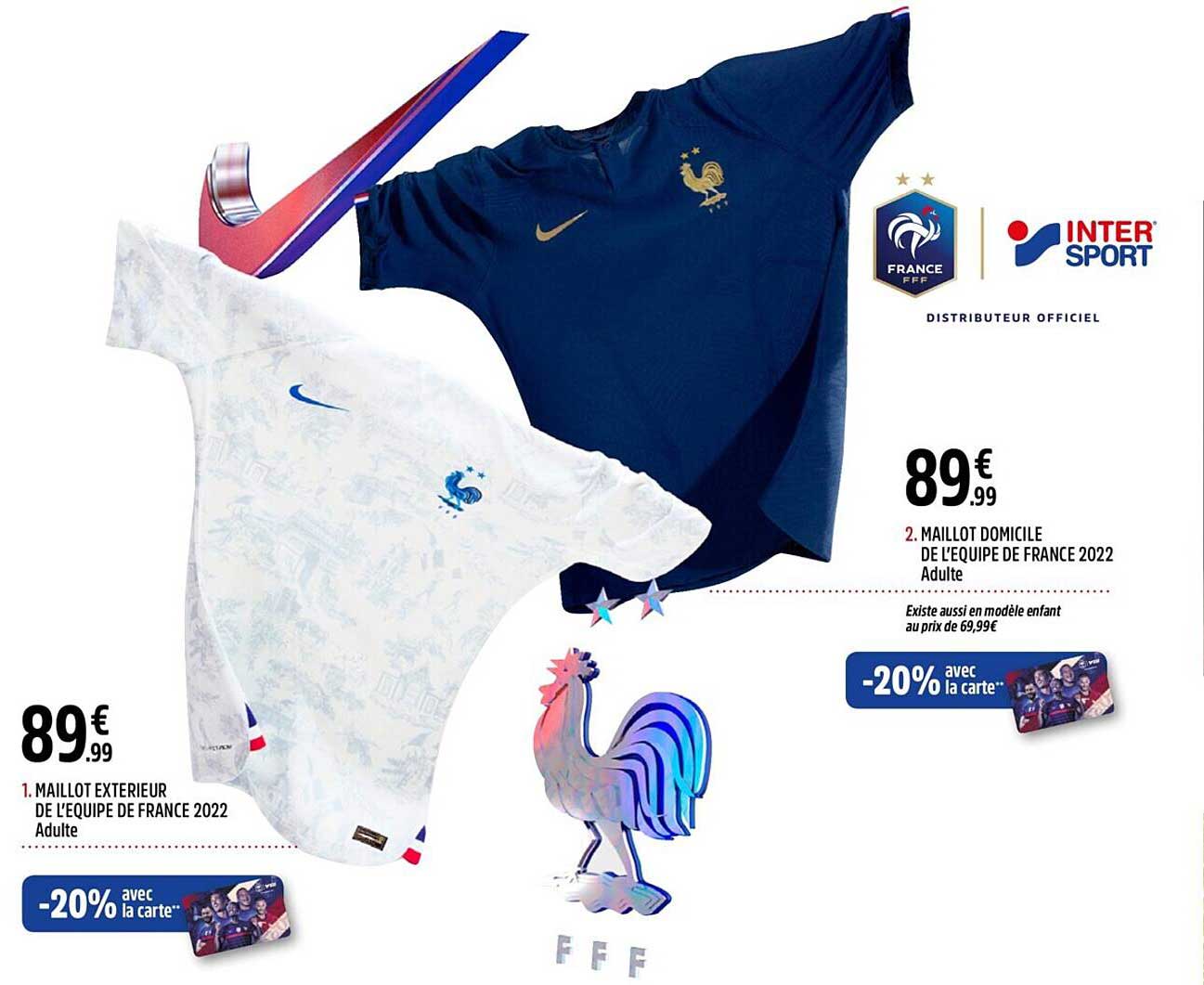 maillot extérieur de l'équipe de france 2022 adulte, maillot domicile de l'équipe de france 2022 adulte