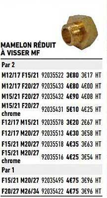 mamelon réduit à visser mf