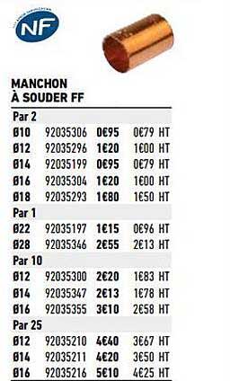 manchon à souder ff
