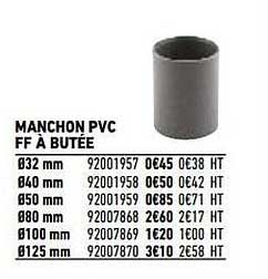 manchon pvc ff à butée