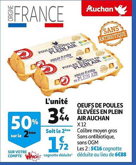 œufs de poules élevées en plein air auchan