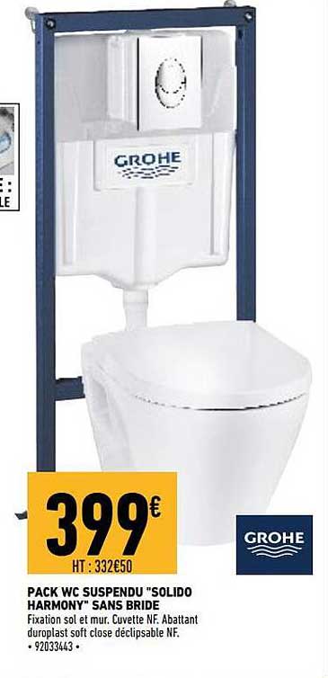 pack wc suspendu "solido harmony" sans bride grohe