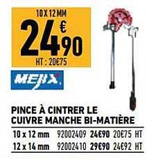 pince à cintrer le cuivre manche bi-matière mejix