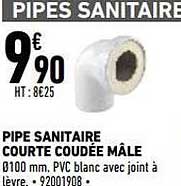 pipe sanitaire courte coudée mâle