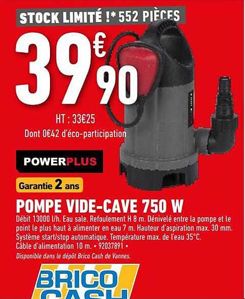 pompe vide-cave 750 w power plus