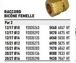 raccord bicône femelle