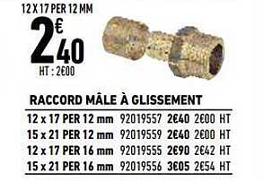 raccord mâle à glissement