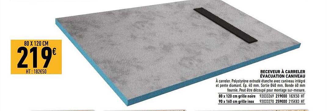 receveur à carreler évacuation caniveau